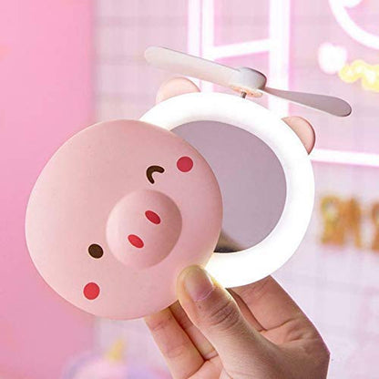 THE GLAM GO MIRROR - USB Portable Makeup Mirror With Light and Fan
