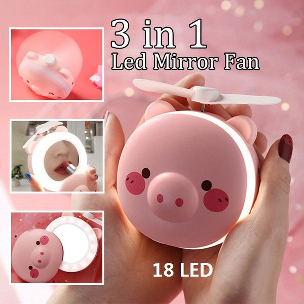 THE GLAM GO MIRROR - USB Portable Makeup Mirror With Light and Fan