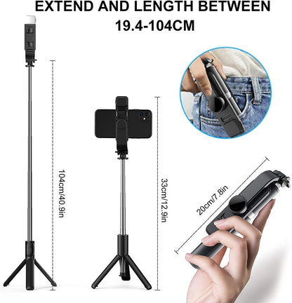 Cool Bazaar™ Wireless Selfie Stick Tripod With LED Light and Bluetooth Remote For Android and Iphone